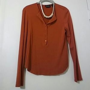 Ny & co Red long sleeve button down knit sz LG